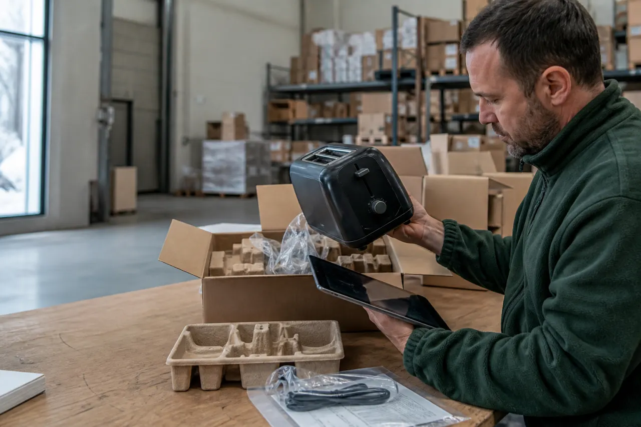 Contrôle de l'état et des accessoires d'un appareil en déstockage
